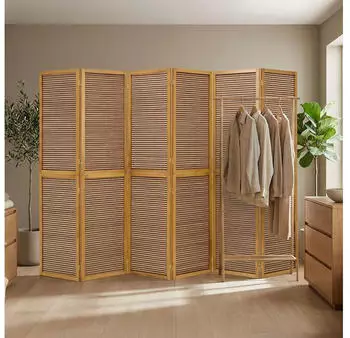 Homestyle4u 6-tlg. Paravent in Braun 264x175 cm 384