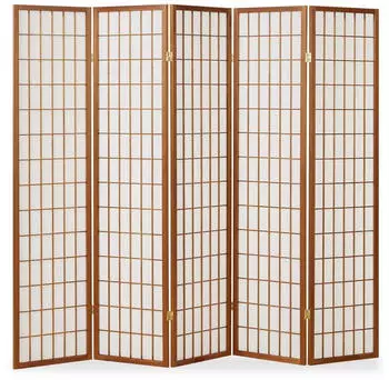 Homestyle4u 5-tlg. Paravent in Braun 220x175 cm 165