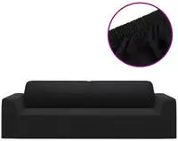 vidaXL Stretch Sofahusse 3-Sitzer Schwarz Polyester-Jersey