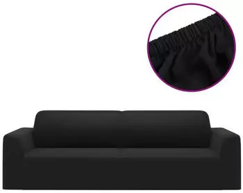 vidaXL Stretch Sofahusse 3-Sitzer Schwarz Polyester-Jersey