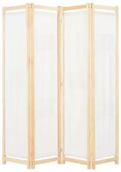 vidaXL 4-teiliger Raumteiler Cremewei&szlig; 160 x 170 x 4 cm Stoff