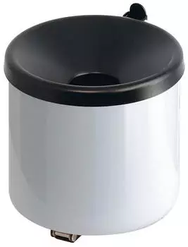 Proregal Runder Feuerl&ouml;schender Wandaschenbecher 2 Liter Hx&Oslash; 16 x 16 cm Metal Wei&szlig; Mit Schwarzem Deckel