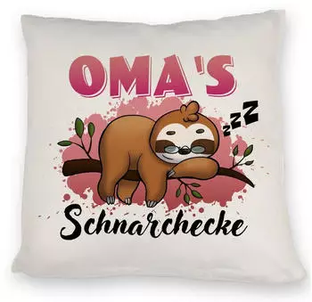 speecheese Dekokissen Faultier auf Ast Kissen Oma's Schnarchecke