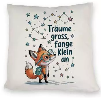speecheese Dekokissen Fuchs mit Rucksack - Träume gross Kissen
