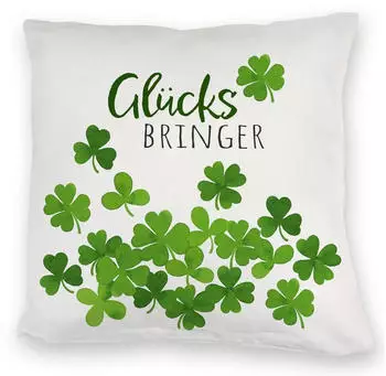 speecheese Dekokissen Klee Kuschelkissen mit Spruch Glücksbringer