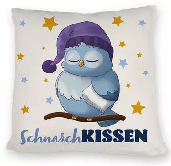 speecheese Dekokissen Schlafende Eule Kissen mit Spruch SchnarchKissen
