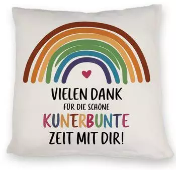 speecheese Dekokissen Vielen Dank für die kunterbunte Zeit Kissen mit Regenbogen