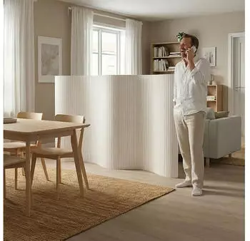 Homestyle4u Paravent Raumteiler in Wei&szlig; 250x145 cm 3141