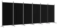6-tlg. Paravent Schwarz 520x180 Cm Stoff Vidaxl