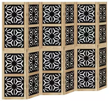 vidaXL 6 Tlg Raumteiler Braun und Schwarz Massivholz Paulownia 358809