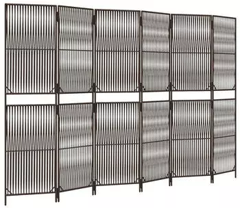 vidaXL Paravent 6 Tlg Braun Poly Rattan 365385