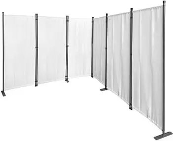 QUICK STAR Paravent 6-teilig 340x165cm, faltbar, wetterfest, Wei&szlig; (47839)