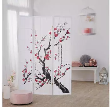 Homestyle4u 3-tlg. Paravent in Wei&szlig; 132x175 cm 276
