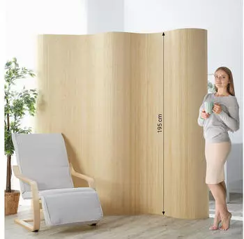 Homestyle4u Paravent Raumteiler in Hellbraun 250x200 cm 303