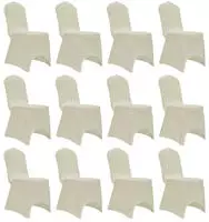 vidaXL Stretch-Stuhlhussen 12 Stk. Creme