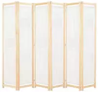 vidaXL 6-teiliger Raumteiler Cremewei&szlig; 240 x 170 x 4 cm Stoff