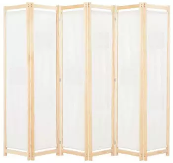 vidaXL 6-teiliger Raumteiler Cremewei&szlig; 240 x 170 x 4 cm Stoff