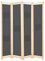 vidaXL 4-teiliger Raumteiler Grau 160 x 170 x 4 cm Stoff