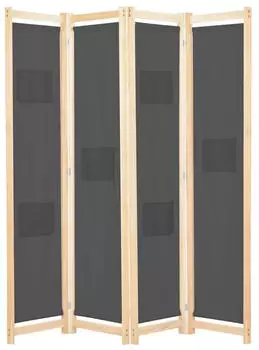 vidaXL 4-teiliger Raumteiler Grau 160 x 170 x 4 cm Stoff
