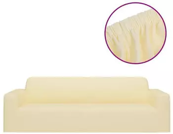 vidaXL Stretch Sofahusse 3-Sitzer Creme Polyester-Jersey