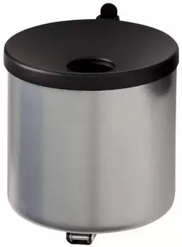 Proregal Runder Feuerl&ouml;schender Wandaschenbecher 2 Liter Hx&Oslash; 16 x 16 cm Metal Silber Mit Schwarzem Deckel