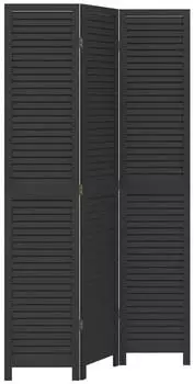 vidaXL 3 Tlg Paravent Schwarz Massivholz Paulownia 358847