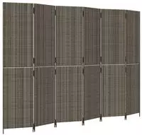 vidaXL Paravent 6-tlg. Grau Poly Rattan