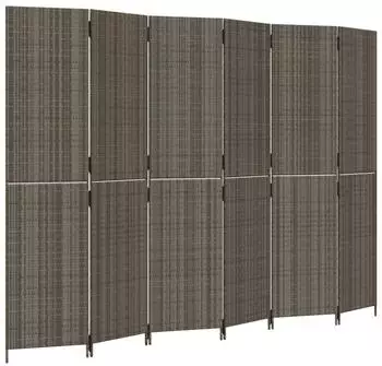 vidaXL Paravent 6 Tlg Grau Poly Rattan 365370