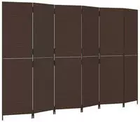 vidaXL Paravent 6-tlg. Braun Poly Rattan