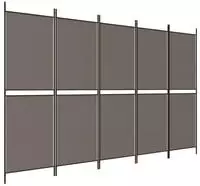 Vidaxl 5-panel Room Divider Anthracite 250x200 Cm Fabric