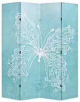 vidaXL Raumteiler klappbar 160 x 170 cm Schmetterling Blau