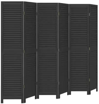 vidaXL 6 Tlg Paravent Schwarz Massivholz Paulownia 358858