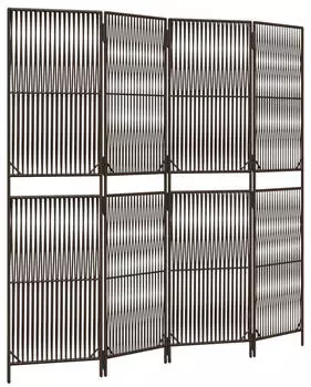 vidaXL Paravent 4 Tlg Braun Poly Rattan 365377