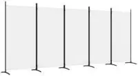 5-tlg. Paravent Wei&szlig; 433x180 Cm Stoff Vidaxl