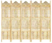 vidaXL 5-tlg. Raumteiler Handgeschnitzt 200&times;165 cm Mango Massivholz