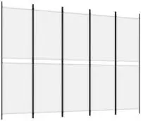 vidaXL 5-tlg. Paravent Wei&szlig; 250x180 cm Stoff