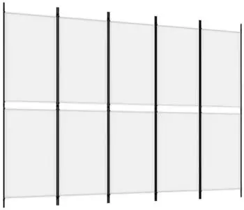 vidaXL 5 Tlg Paravent Wei&szlig; 250x180 cm Stoff 350218