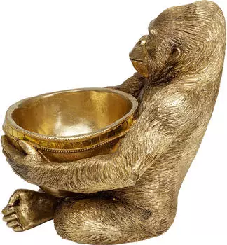 KARE Deko Figur Gorilla Holding Bowl Gold 41cm