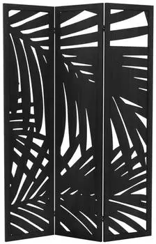 ML-Design Paravent 3-Tlg Sapporo Schwarz 170x121cm aus Paulownienholz