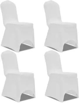 vidaXL Stretch Stuhlbezug 4 St&uuml;ck Wei&szlig;