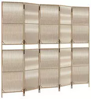 vidaXL Paravent 5-tlg. Beige Poly Rattan