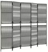 vidaXL Paravent 5-tlg. Grau Poly Rattan