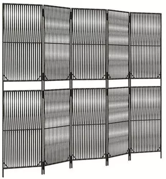 vidaXL Paravent 5 Tlg Grau Poly Rattan 365398