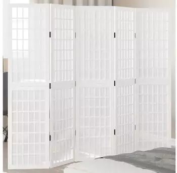 vidaXL 5 Tlg Raumteiler Wei&szlig; Massivholz Paulownia 358789