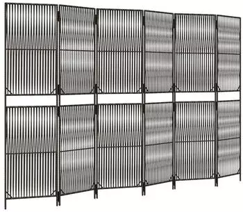 vidaXL Paravent 6 Tlg Grau Poly Rattan 365386