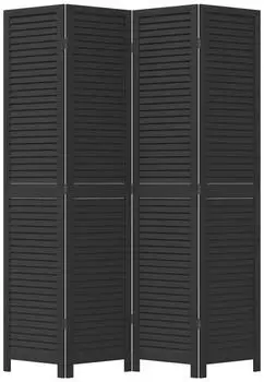 vidaXL 4 Tlg Paravent Schwarz Massivholz Paulownia 358851