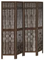 vidaXL 4-tlg. Raumteiler Dunkelbraun Massivholz Paulownia