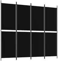 vidaXL 4-tlg. Paravent Schwarz 200x180 cm Stoff
