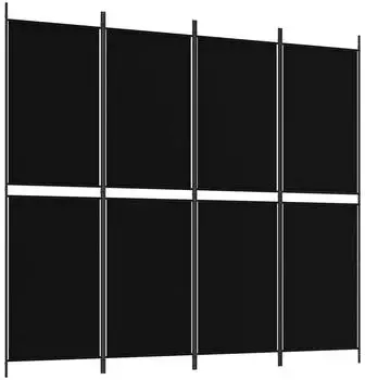 vidaXL 4 Tlg Paravent Schwarz 200x180 cm Stoff 350217