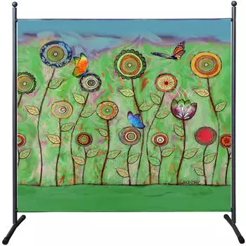 QUICK STAR Paravent Outdoor Wetterfest 180x178cm Gr&uuml;ne Blumen (47726)
